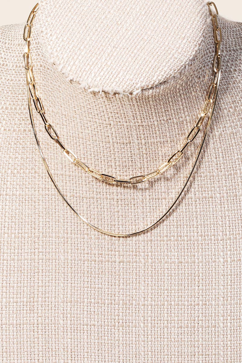 Dual Harmony Layered Necklace - Gold