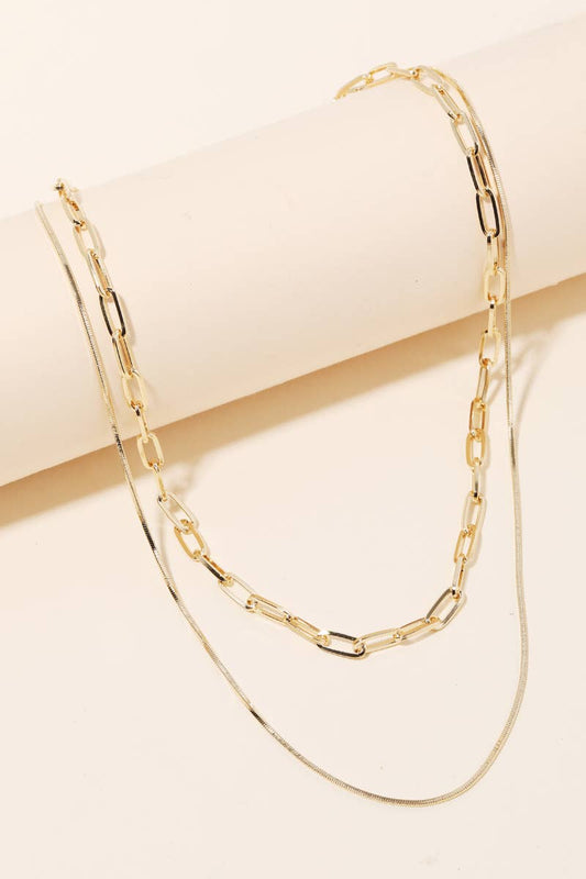 Dual Harmony Layered Necklace - Gold