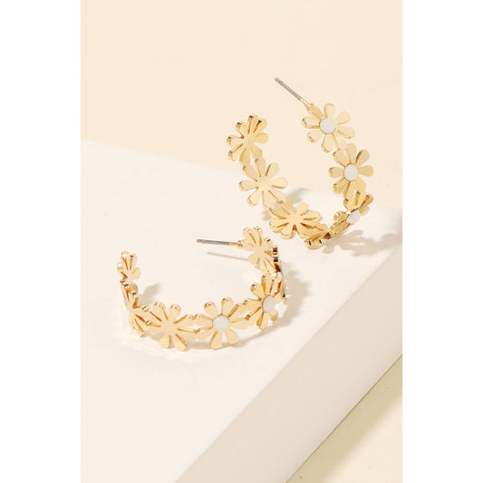 Floral Fusion Metal Hoops