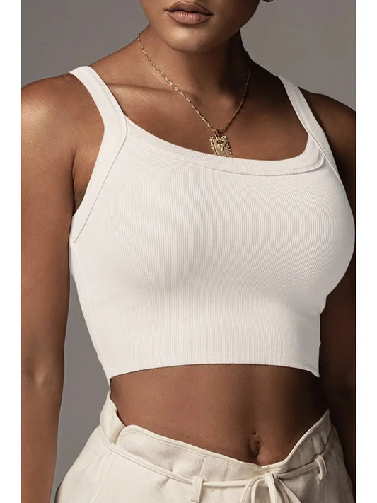 Classic Comfort Cropped Tank- White