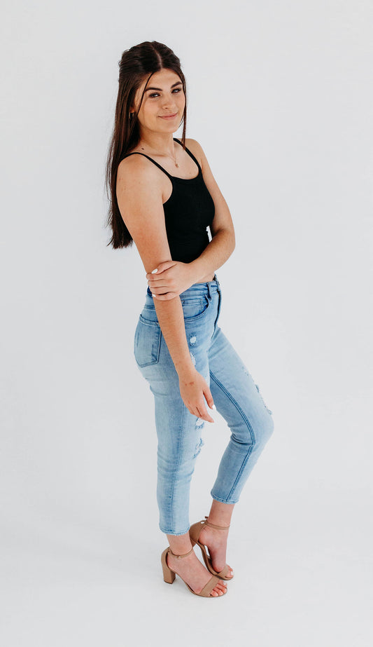 Classic Comfort Cropped Tank- Black